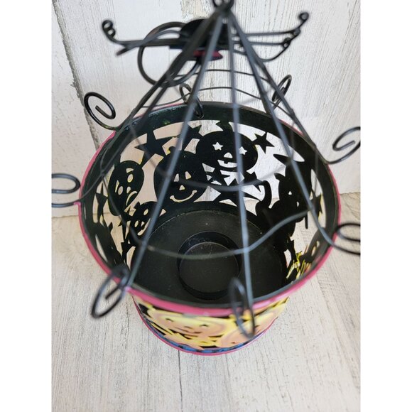 Vintage metal Halloween tea light pumpkin black cat which spider home decor cand - Picture 4 of 9